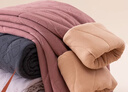 浪莎100%羊毛保暖褲女士秋冬季加絨加厚棉褲高腰修身打底羊毛褲淺紫 曬單實(shí)拍圖