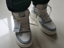 安踏皮面防潑水板鞋男鞋春季透氣高幫韓版厚底學(xué)生跑步休閑運動(dòng)鞋子 -3云灰色/象牙白 39 曬單實(shí)拍圖
