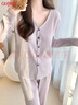 古今（GUJIN）春秋新品【云感】睡衣女家居服帶胸墊可外穿睡褲大碼清純套裝L 曬單實(shí)拍圖
