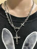 戚小米鈦鋼十字架項鏈男潮雙層拼接鎖骨鏈吊墜高級感小眾設計衛衣毛衣鏈 十字架雙層項鏈 曬單實(shí)拍圖