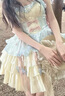 唐努烏愛(ài)神洛麗塔lolita公主風(fēng)特風(fēng)掛脖吊帶連衣裙短裙蓬蓬裙 桔梗之約藍色單裙子 M 【90-115斤】 曬單實(shí)拍圖