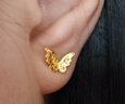 周六福蝴蝶5G工藝黃金耳釘女耳飾生日禮物計價(jià)A0913808 一對 約1.72g  曬單實(shí)拍圖