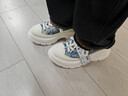 smilerepublic單敬堯同款女鞋牛仔藍色開(kāi)口笑2.0厚底增高帆布鞋老爹鞋skyline 牛仔藍 38 曬單實(shí)拍圖