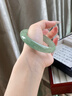 鐲麗人【閑釣一江秋】天然正品冰種飄花a貨翡翠手鐲子玉鐲女款真玉高級 56mm-58mm（ 一物一證 假一賠三） 曬單實(shí)拍圖
