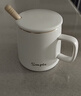 傳旗陶瓷馬克杯帶勺蓋咖啡杯牛奶杯早餐杯辦公杯男女茶杯描金白400ml 曬單實(shí)拍圖