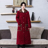 蘭威費雷冬季保暖加長(cháng)款棉罩衣家居服外套過(guò)膝蓋三層加絨加厚棉衣外穿 紅色 大號建議150-175斤左右 曬單實(shí)拍圖