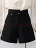秋伊梵大碼女裝高腰黑色毛呢五分短褲秋冬季胖mm外穿a字靴褲休閑闊腿褲 黑色毛呢 L 曬單實(shí)拍圖