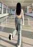 美麗衣櫥（BEAUTIFUL WARDROBE）休閑百搭微喇牛仔褲2026春秋季韓系辣妹高腰顯高顯瘦舒適女士長(cháng)褲 曬單實(shí)拍圖
