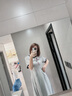 百家好/百家好圓領(lǐng)顯瘦T恤裙女2024夏季新款高腰捏褶連衣裙 灰色 M 曬單實(shí)拍圖