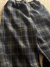 茵曼復古慵懶銀狐絨格子大直筒褲2025冬女裝新款顯瘦長(cháng)褲 藍灰格 S 曬單實(shí)拍圖
