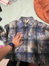史努比（SNOOPY）長(cháng)袖襯衫男春秋美式扎染寬松翻領(lǐng)襯衣百搭條紋外套 紫格 XL 曬單實(shí)拍圖