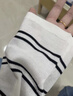三彩2025秋季新款圓領(lǐng)針織衫落肩袖毛衫寬松條紋套頭衫M 黑白條紋 S 155/80A 曬單實(shí)拍圖