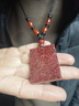 石玥珠寶中號透光晶體朱砂無(wú)事牌吊墜本命年護身符項鏈掛件男女士款禮物 曬單實(shí)拍圖