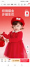 巴拉巴拉童裝女童連衣裙網(wǎng)紗針織公主紅色新年拜年服女童春裙子 曬單實(shí)拍圖