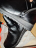 啄木鳥(niǎo)冬季媽媽短靴真皮中年大尺碼女靴保暖羊毛平底軟底中老年棉鞋 黑色款 純羊毛 39 曬單實(shí)拍圖