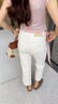 美思源九分直筒牛仔褲女小個(gè)子加絨加厚2025秋冬新款白色高腰顯瘦煙管褲 奶白色九分加絨 M 【97-110斤】 曬單實(shí)拍圖
