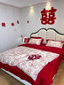卡帝樂(lè )鱷魚(yú)（CARTELO）高檔婚慶結婚四件套2026新款大紅色新被新婚被套床上用品陪嫁套件 喜事花開(kāi)-白【送禮盒】 1.8m 床單款 四件套-被套200*230cm 曬單實(shí)拍圖