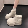 百麗踏趙露思同款感厚底短靴雪地靴女2025新款百搭加絨保暖休閑棉鞋 米白色 35 曬單實(shí)拍圖