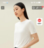 金三塔真絲T恤女100%桑蠶絲涼感透氣親膚純色真絲小衫家居服上裝 白色小圓領(lǐng)（130g真絲針織） XL 曬單實(shí)拍圖