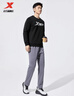 特步（XTEP）保暖衛衣男秋冬季運動(dòng)服刺繡針織上衣男裝休閑圓領(lǐng)加絨套頭衫 正黑色-加絨款（0124） L 曬單實(shí)拍圖