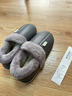 阿芙諾蒂老人防滑媽媽棉鞋女冬季保暖居家防水皮面棉拖鞋包跟男 灰色42-43 曬單實(shí)拍圖