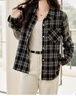 她享格子襯衫女秋冬磨毛長(cháng)袖襯衫復古格紋襯衣外套女 T144C6008 曬單實(shí)拍圖