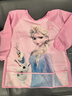 迪士尼兒童罩衣女童防水圍裙畫(huà)畫(huà)衣寶寶吃飯圍兜飯兜 7104冰雪粉 M碼 曬單實(shí)拍圖