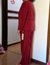 ubras劉雯同款奶酪絨開(kāi)襟秋冬睡衣長(cháng)袖長(cháng)褲套裝情侶款家居服 女款-深絲絨紅色 L 曬單實(shí)拍圖