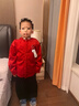 京東快遞男童加絨套裝秋冬款兒童加厚襯衫寶寶拜年服冬季男孩漢服 紅色 140 cm 曬單實(shí)拍圖