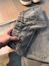 棉幻 MIAN HUAN美式斜切微喇牛仔褲男秋冬季高街寬松潮流顯瘦闊腿直筒休閑長(cháng)褲子 懷舊藍 XL 曬單實(shí)拍圖