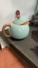 唐豐汝窯茶壺陶瓷泡茶壺單壺家用功夫茶具茶道泡茶器米黃冰裂小西施壺 天青宋辭西施壺 210ml 曬單實(shí)拍圖