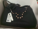 裘真植鞣羊皮云舒流浪包大容量垃圾袋通勤包休閑單肩斜挎hobo包女 黑色珠串套裝 曬單實(shí)拍圖