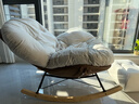 搖搖椅客廳懶人沙發(fā)家用休閑成人搖椅子室內躺椅午睡陽(yáng)臺單人沙發(fā) 咖拼白色+腳踏（親膚嬰兒絨） 曬單實(shí)拍圖