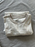 MUJI女式 雙羅紋編織 圓領(lǐng)長(cháng)袖T恤 上衣打底衫女裝25年冬季 米白色條紋 M (160/84A) 曬單實(shí)拍圖