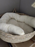 泰格寵物貓窩四季通用夏季藤編貓抓板超大號墊子編織貓咪狗狗睡覺(jué)寵物用品 藤編貓耳窩+奶白棉墊+奶白抱枕 大號【適合多只寵物】 曬單實(shí)拍圖