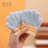 愛(ài)寶適嬰兒手套秋冬保暖加絨寶寶拼色五指手套兒童分指手套 淺藍熊 2258 曬單實(shí)拍圖
