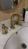 九牧王歐式全銅芯三孔面盆水龍頭洗臉盆浴室柜件套分體式冷熱水 全金色A款三件套(加厚銅芯) 曬單實(shí)拍圖