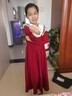 G.duck女童公主裙秋冬2024新款洋氣12歲兒童長(cháng)袖裙子秋季女孩紅色連衣裙 Q03酒紅色加絨 150 cm適合身高140-150cm9-10歲 曬單實(shí)拍圖