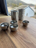 JRINKTEEA日本品牌內外純鈦旅游茶具防燙手鈦茶壺茶水分離功夫茶杯套裝蓋碗 Riko純鈦茶具隕花藍套裝 一壺4杯 （真空防燙） 曬單實(shí)拍圖