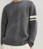 太平鳥(niǎo)男裝 休閑毛衣撞色條紋慵懶毛衫休閑毛衫男 深灰色 第二批 S 尺碼偏大 曬單實(shí)拍圖
