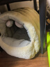 樂(lè )優(yōu)派貓窩保暖冬季半封閉式四季通用柔軟狗窩寵物窩貓屋小熊窩-米色M碼 曬單實(shí)拍圖