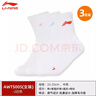 李寧（LI-NING）羽毛球襪中筒毛巾運動(dòng)襪女款毛巾襪吸濕排汗AWTS005-2三雙裝白色 曬單實(shí)拍圖