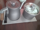 FUNORK 全自動(dòng)上水電熱水壺泡茶專(zhuān)用茶臺燒水壺一體機電茶壺燒水器抽水茶桌茶幾嵌入式茶具套裝 1L 三件套-雙壺上水【37x20cm】 曬單實(shí)拍圖