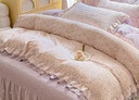 新款公主風(fēng)小清新小碎花軟糯皺皺棉床蓋款四件套花邊款被套三件套 紫韻【舒適柔軟】 【床蓋款】1.8四件套-被套200x230 曬單實(shí)拍圖