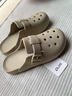 樸西夏季2026新款博肯包頭洞洞鞋女士居家室內防滑靜音踩屎感涼拖鞋男 淺沙色 39-40 曬單實(shí)拍圖