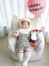 ENHENN嬰兒條紋挑孔背帶褲2025秋季新款寶寶爬服純棉連體衣 黑白條紋 66 cm 曬單實(shí)拍圖