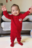 湯尼倍兒嬰兒新年套裝紅色拜年衣服分體兩件套寶寶外出周歲禮服 紅色【可開(kāi)襠款】 80 cm 曬單實(shí)拍圖