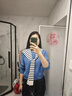 啄木鳥(niǎo)披肩女外搭春夏防風(fēng)辦公室上班百搭襯衫針織披肩可外穿小坎肩 藍白條紋 曬單實(shí)拍圖