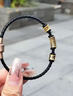 中國黃金（CHINA GOLD）黃金手鏈男女款足金饕餮彎管圖騰轉運珠手繩新年節生日禮物送男友 【今/次日達】饕餮手繩【黑皮繩】約0.9g 曬單實(shí)拍圖