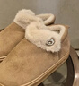 紅豆高幫棉拖鞋女士冬季新款包跟保暖加絨室內家居厚底棉鞋男外穿 卡其色 38-39 適合37-38腳穿【240mm】 曬單實(shí)拍圖